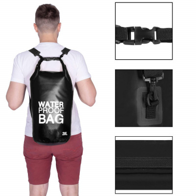 Nepromokavý vak 20l SPRINGOS WATER PROOF BAG černý