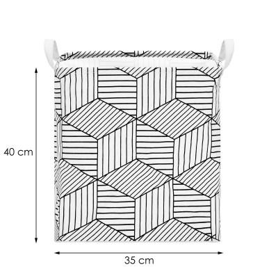 Úložný koš 35l, bílo-černé tvary SPRINGOS HA0106
