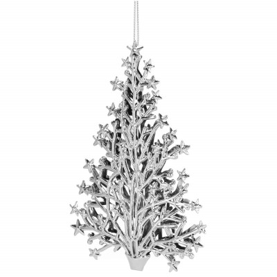 Vánoční ozdoby - Stromeček, stříbrný, sada 2ks