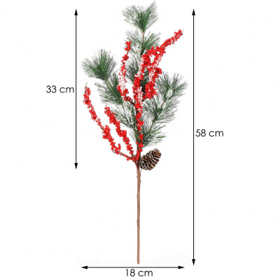 Větvička s jeřabinami a šiškou 58 cm