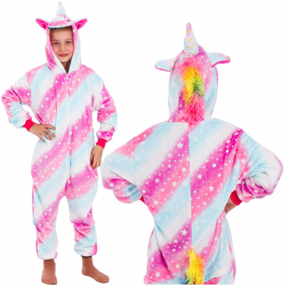 Pyžamo Kigurumi Jednorožec růžovo-bílé, vel. 130-140 cm SPRINGOS